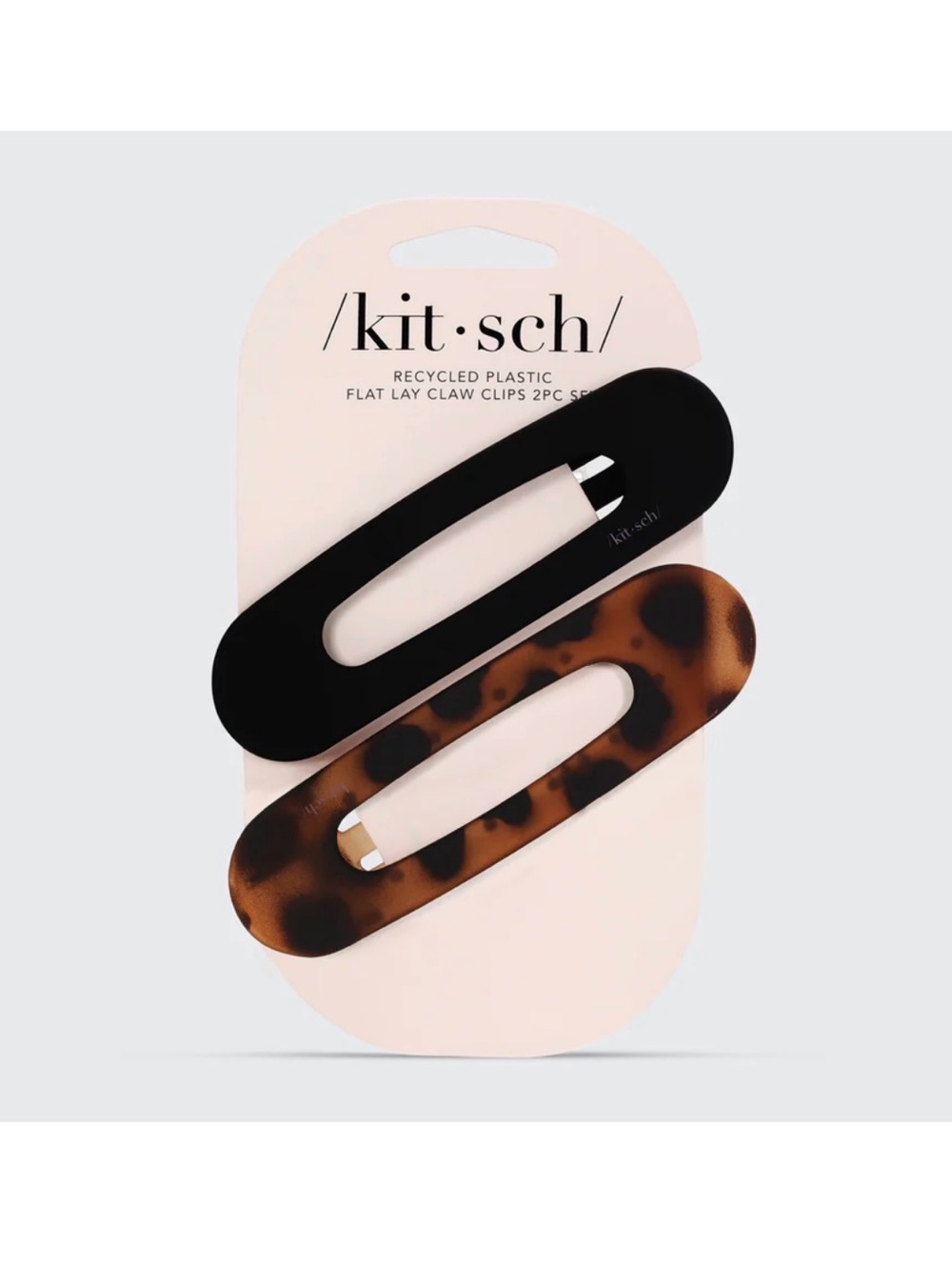 Kitsch Black & Tortoiseshell Oval Flat Lay Claw Clips - 2 Pack
